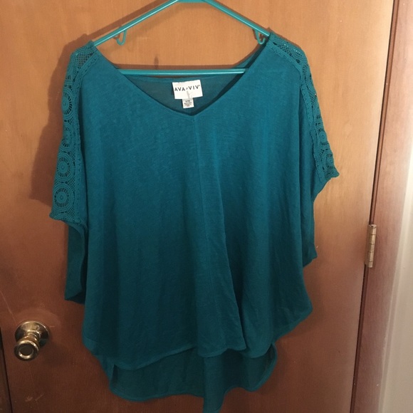 Ava & Viv Target Lace Crochet Tunic Teal Top - Picture 2 of 5